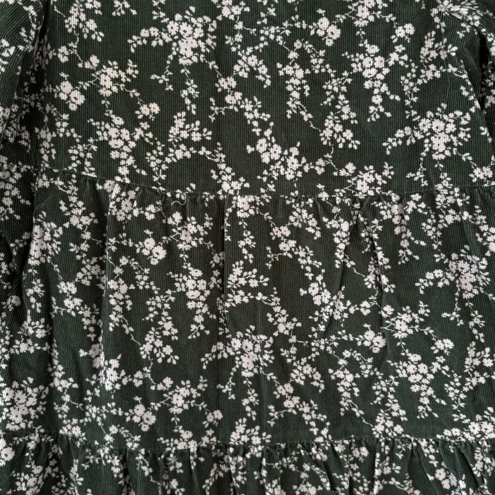 Baby Gap Green Corduroy‎ Dress Girls 4T Fall Winter Foral Lined Holidays Cotton